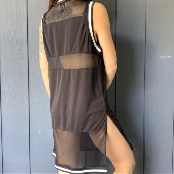 Unif black mesh jersey dress/tunic Sz M - Picture 5 of 8